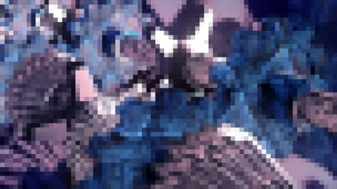 Small pixels. Motion.Small squares that make up patterns on the mosaic with blue Stock Footage 201158429
