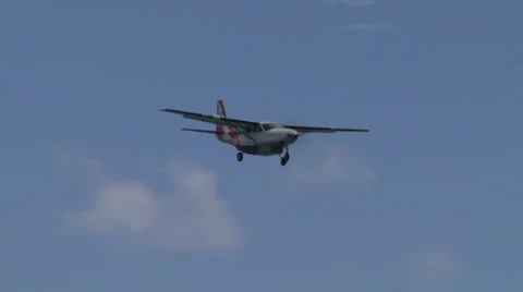Small plane battling strong winds Stock Footage 52692504