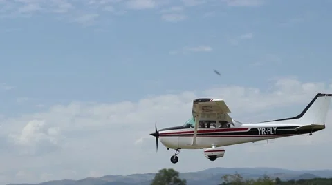Small Plane Coming to Land Stock Footage 46126349