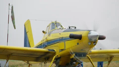 A small Plane Engine Start Stock Footage 261950381