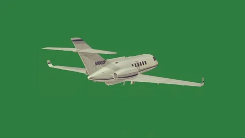 A small plane flying in the air on green screen and through white airplane is Video stock 335696476