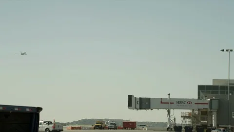 Small Plane Flying At LAX Stock Footage 124815420