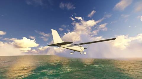 Small plane flying over the sea Video stock 38045915