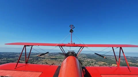 Small plane flying tail view Stock Footage 274723476