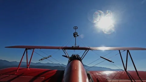 Small plane flying tail view Stock Footage 274723596