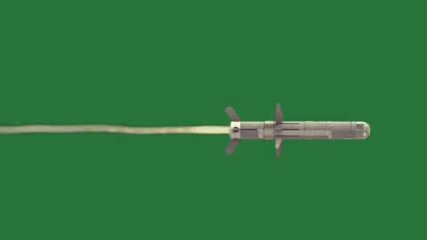 A small plane flying through the air on green screen and rocket is animated Stock Footage 335682732