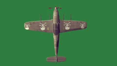 A small plane flying through and isolated on green screen background Stock Footage 337035343