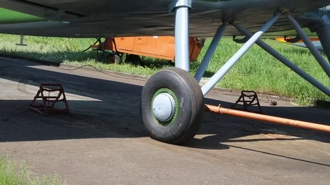 A small plane gets into the parking lot. Stock Footage 81223816