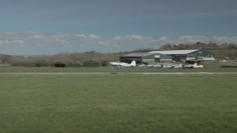 Small Plane Landing Stock Footage 90361885