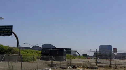 Small plane landing at John Wayne Airport (SNA) Stock Footage 8539826