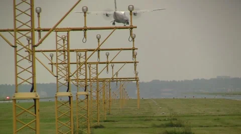 Small plane lands Stock Footage 8552209