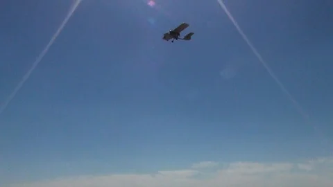 A small plane over the airfield Stock Footage 85827638