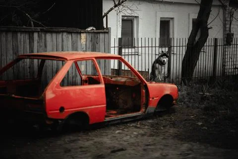 A small plane parked on the side of a building Stock-Fotos