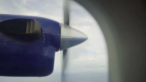 Small plane propeller through window Stock Footage 168777086
