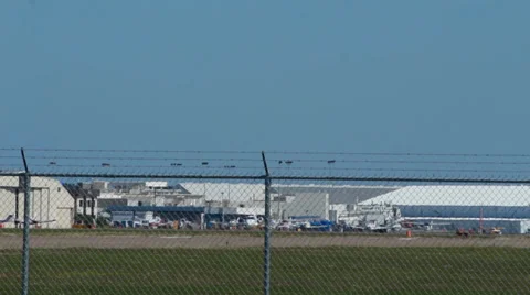 Small plane pulling out of terminal Video stock 37779386