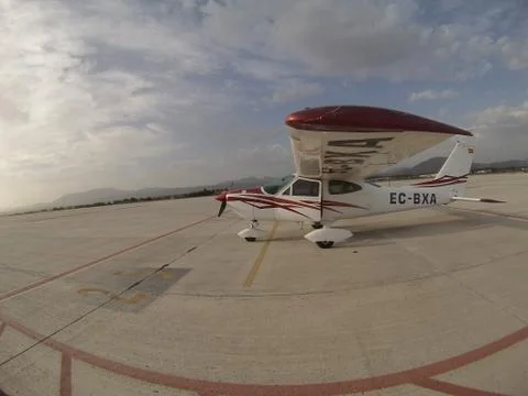 Small plane on a runaway Stock Photos