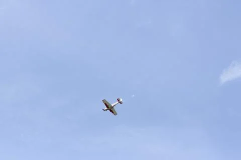 A small plane in the sky with space for text Stock Photos