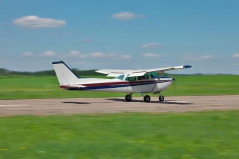 Small plane takeoff Stock Photos