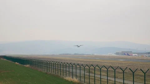 Small plane taking off the runaway Video stock 253708485