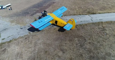 Small planes at the airport Stock Footage 124756728