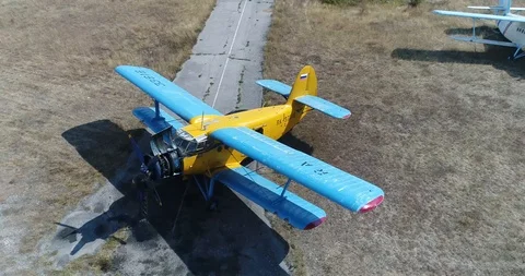 Small planes at the airport Stock Footage 124757002