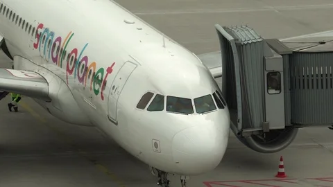 Small Planet Airlines Loading Ramp Preparation Stock Footage 90038168