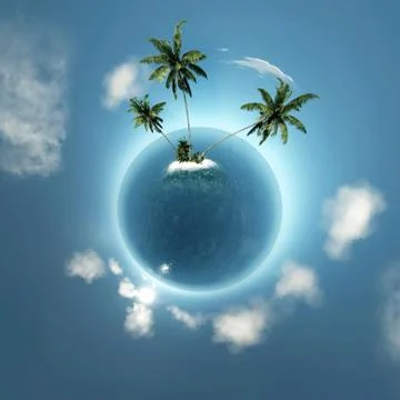 Small planet with island Stock Illustration