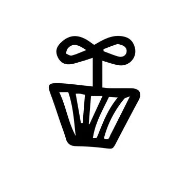 Small plant in earthenware, cartoon vector and illustration, black and white, Illustrazione stock