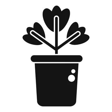 Small plant growing in a pot icon, simple style Stock Illustration