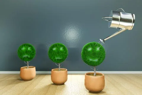 Small plants in a shape happy Stock Illustration