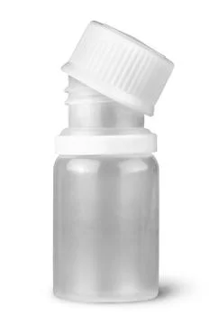 Small plastic bottle with lid removed Stock Photos