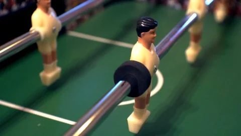Small plastic figures of players in table kicker. Stock Footage 122074460