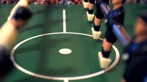 Small plastic figures of players in table kicker. Stock Footage 122074610