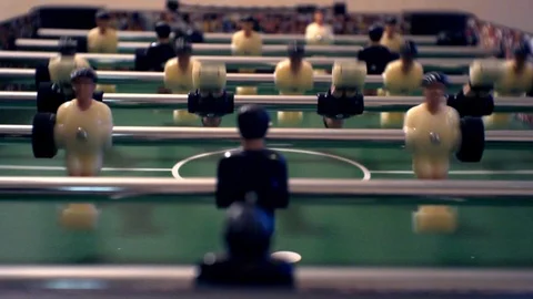 Small plastic figures of players in table kicker. Stock Footage 122074668