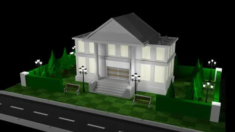 Small plot with a house and trees 스톡 일러스트