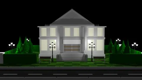 Small plot with a house and trees Stock Illustration