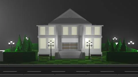 Small plot with a house and trees イラスト素材