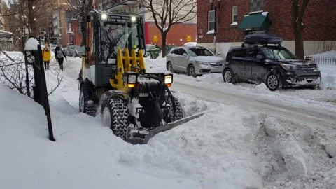 Small plow on a side walk Stock Footage 131183333