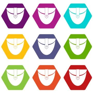 Small pocket patch icon set color hexahedron Stock Illustration