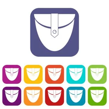 Small pocket patch icons set flat Stock Illustration