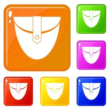 Small pocket patch icons set vector color Illustrazione stock