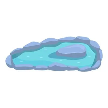 Small pond with rocks surrounding it creating calm environment Stock Illustration