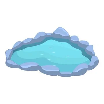 Small pond surrounded by rocks is reflecting the sky Stock Illustration