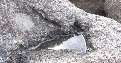 Small Pool of Water on a Boulder with Hand Touching the Water Stock Footage 180143722