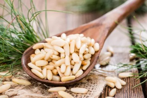 Small portion of pine nuts Foto stock