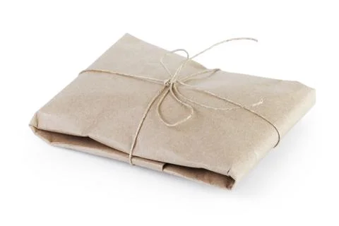 Small post packet vintage style parcel or gift Stock Photos