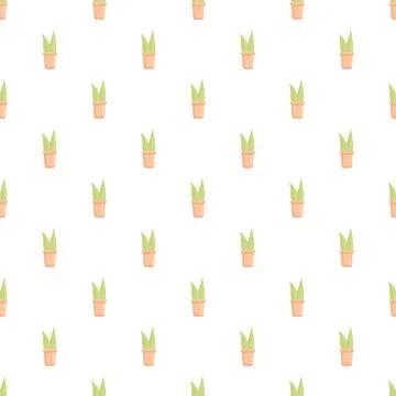 Small potted plants creating a seamless pattern 스톡 일러스트