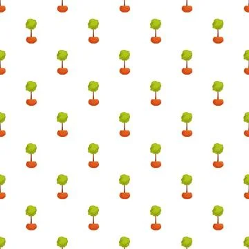 Small potted trees creating seamless plant pattern Stock Illustration
