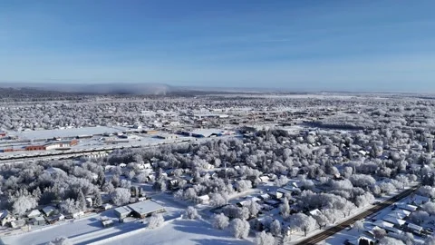 Small Prairie City under Winter Wonderland: Prince Albert, SK Stock Footage 339801602