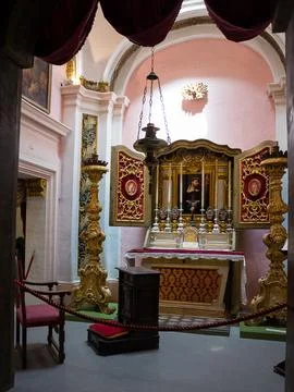 Small prayer chapel inside the Palace of the Inquisition in the Citta Vitto.. Stock Photos